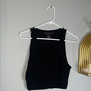American Eagle Outfitters Black Ribbed Cropped Tank